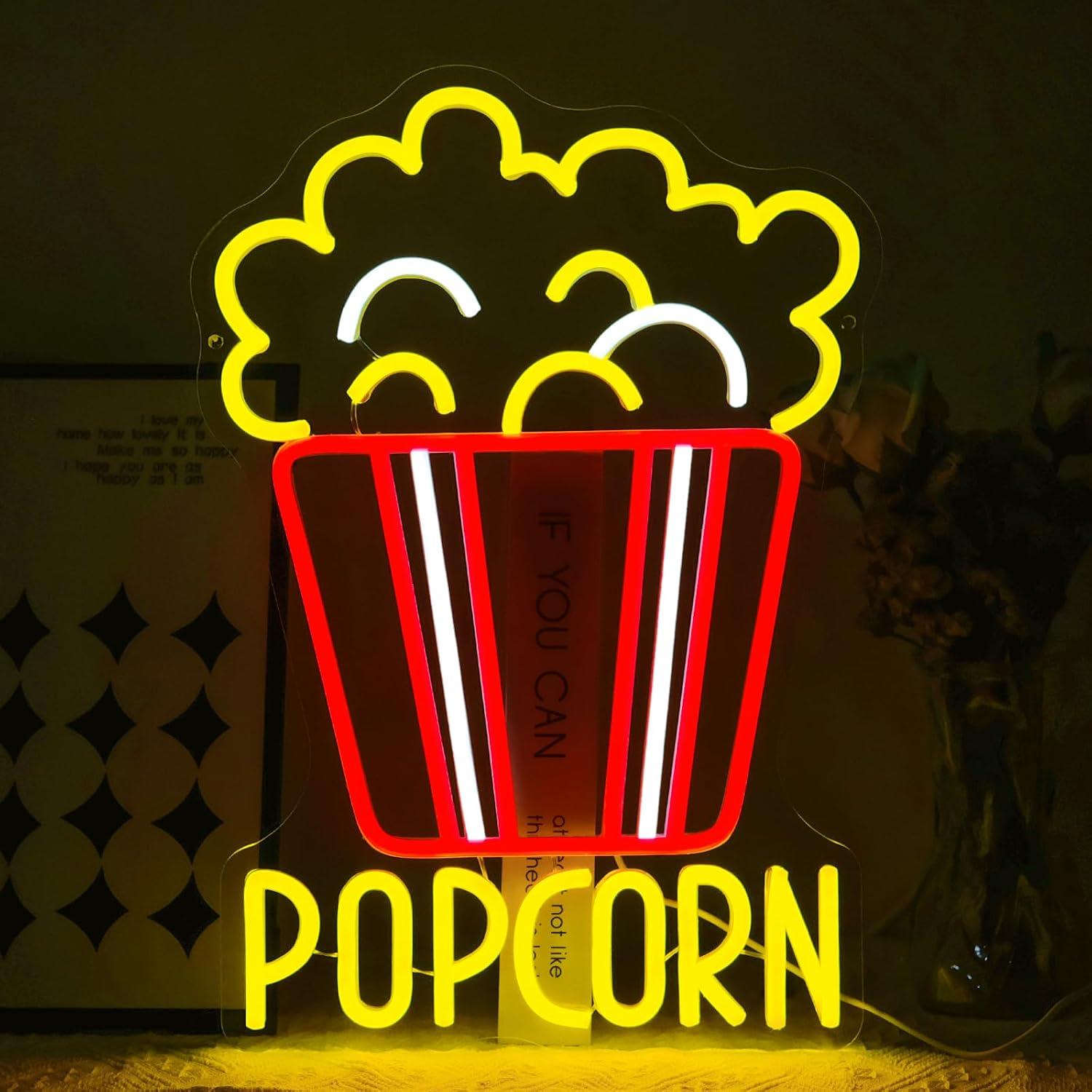 Home Cinema Wall Lights - Patlamış Mısır Kovası Neon Tabela USB