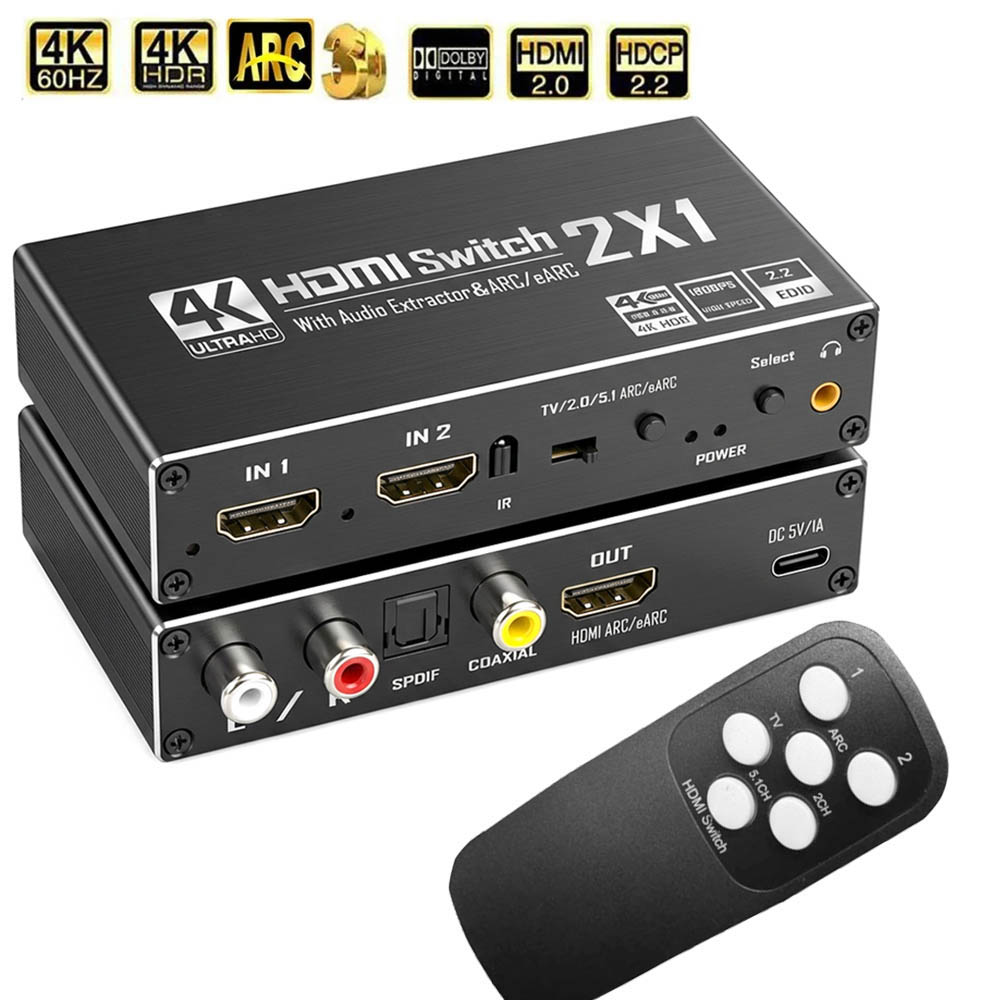 Hdmi Arc Cable - Ses Ayırıcılı HDMI Anahtarlayıcı 4K 60Hz