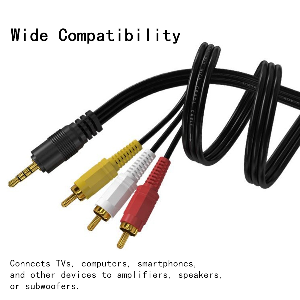 Video Home Cinema - 3.5mm 3 RCA Ses Video Kablosu