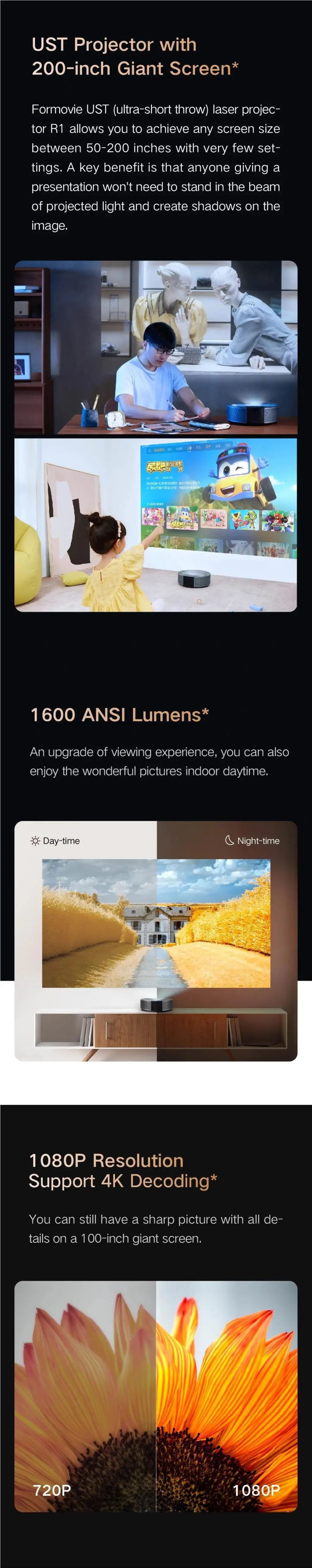 1600 ANSI Lümen Full HD UST La - Home Cinema Laser Projector incelemesi ve fiyatı