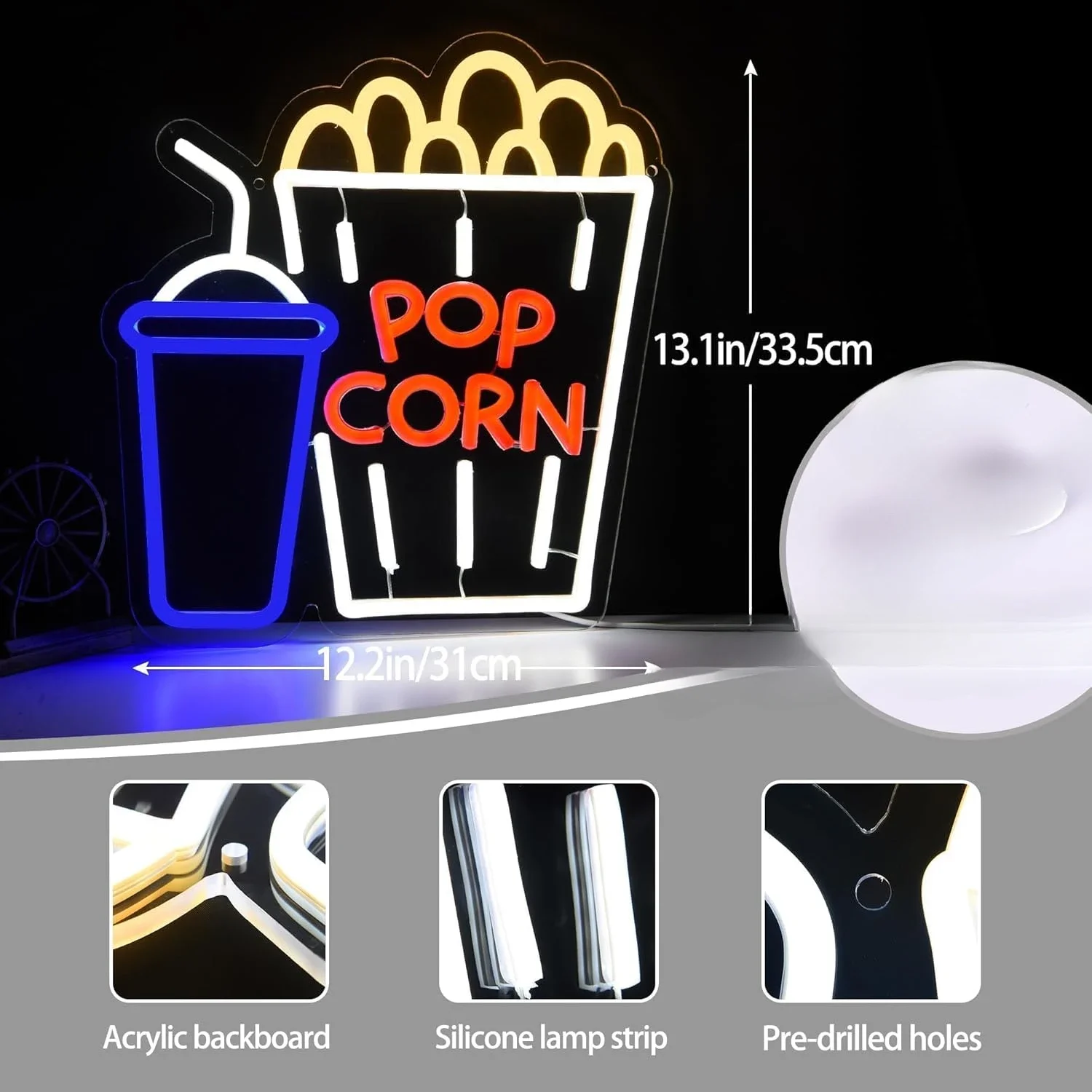 Patlamış Mısır Neon Tabelası,  - Home Cinema Wall Lights incelemesi ve fiyatı
