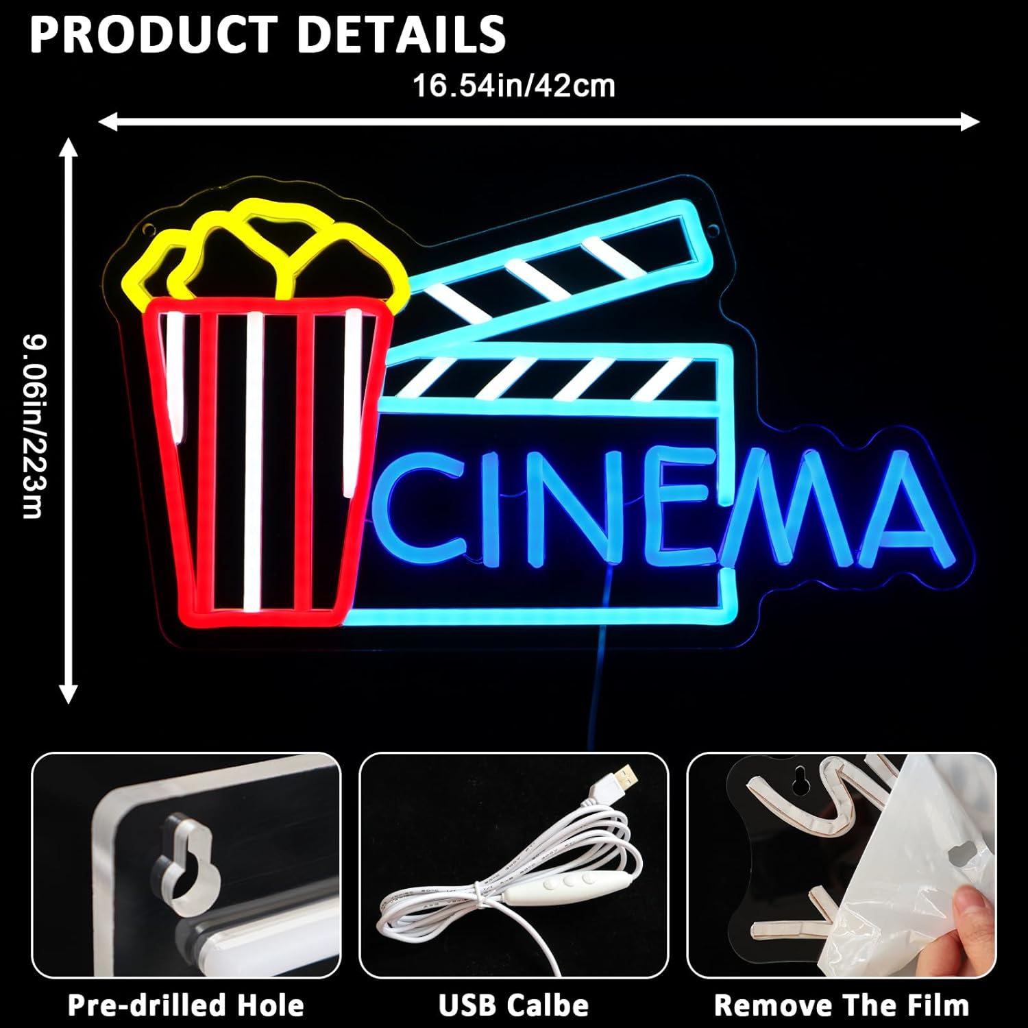 Sinema Neon Tabela Sanatı Duva - Home Cinema Wall Lights incelemesi ve fiyatı