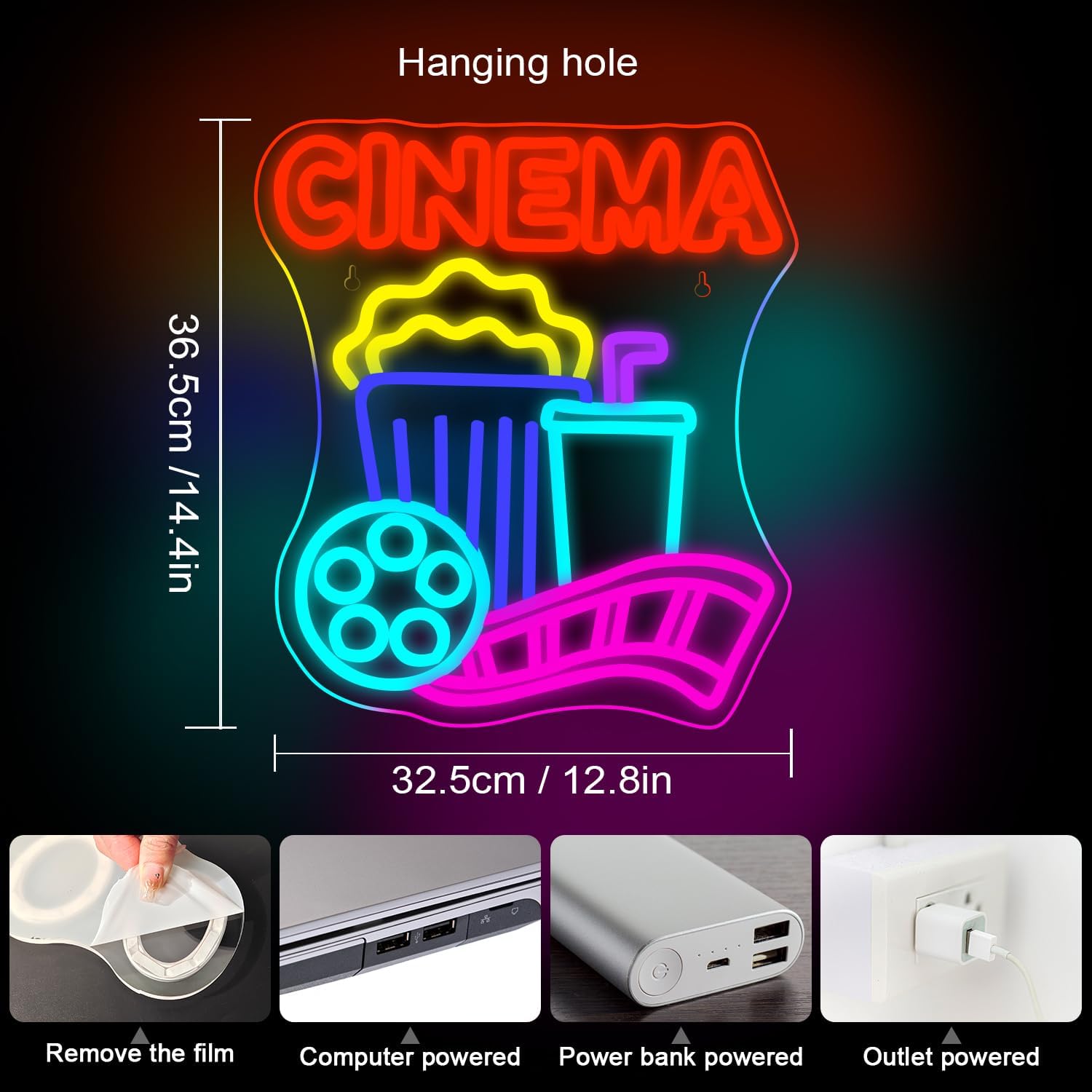 Sinema Neon Tabelası USB Güçlü - Home Cinema Wall Lights incelemesi ve fiyatı